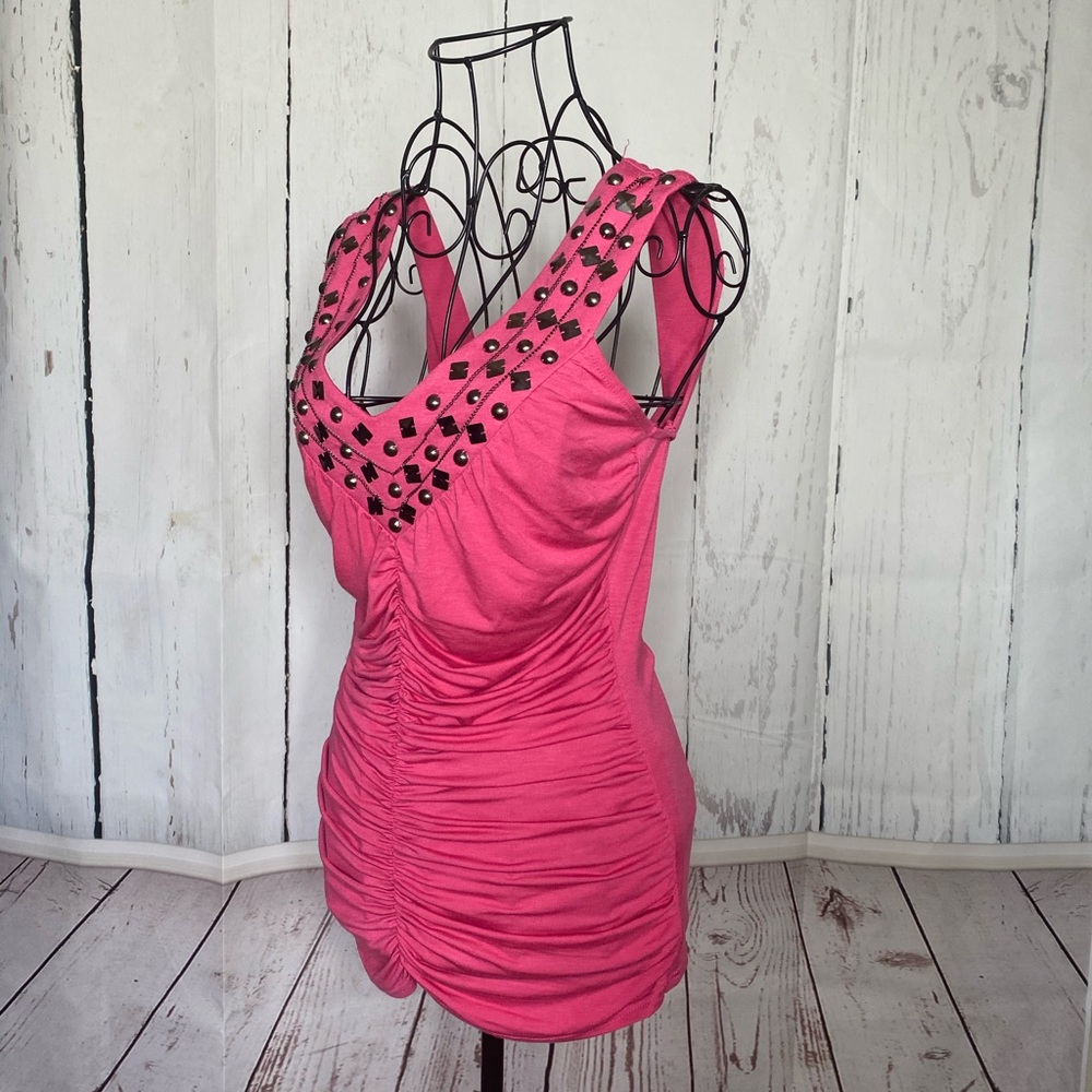 Pink Ruched Top with Stones - Picture 2 of 6